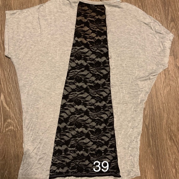 Noral made in USA black lace open blouse gray - Picture 2 of 5